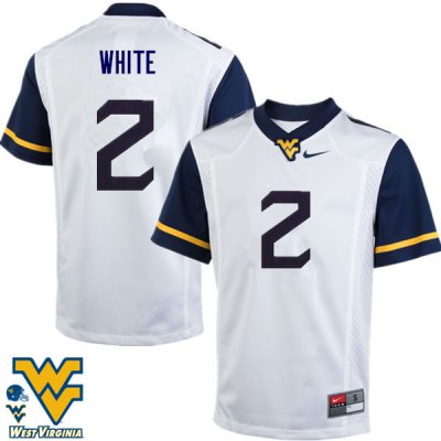 Men's West Virginia Mountaineers NCAA #2 KaRaun White White Authentic Nike Stitched College Football Jersey MT15U12NP